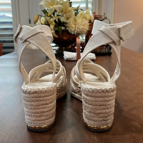Franco Sarto Carmina Espadrille Wedge Sandal Womens 10 M Leather Strappy Ivory - Picture 4 of 8